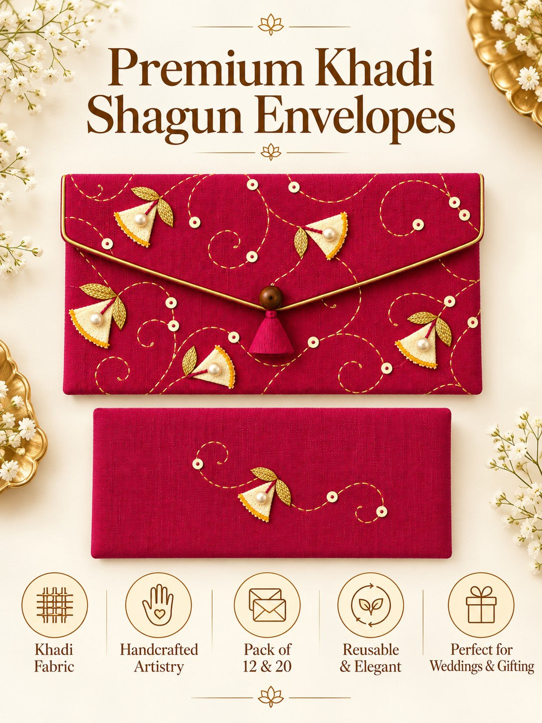 Premium Khadi shagun envelope features