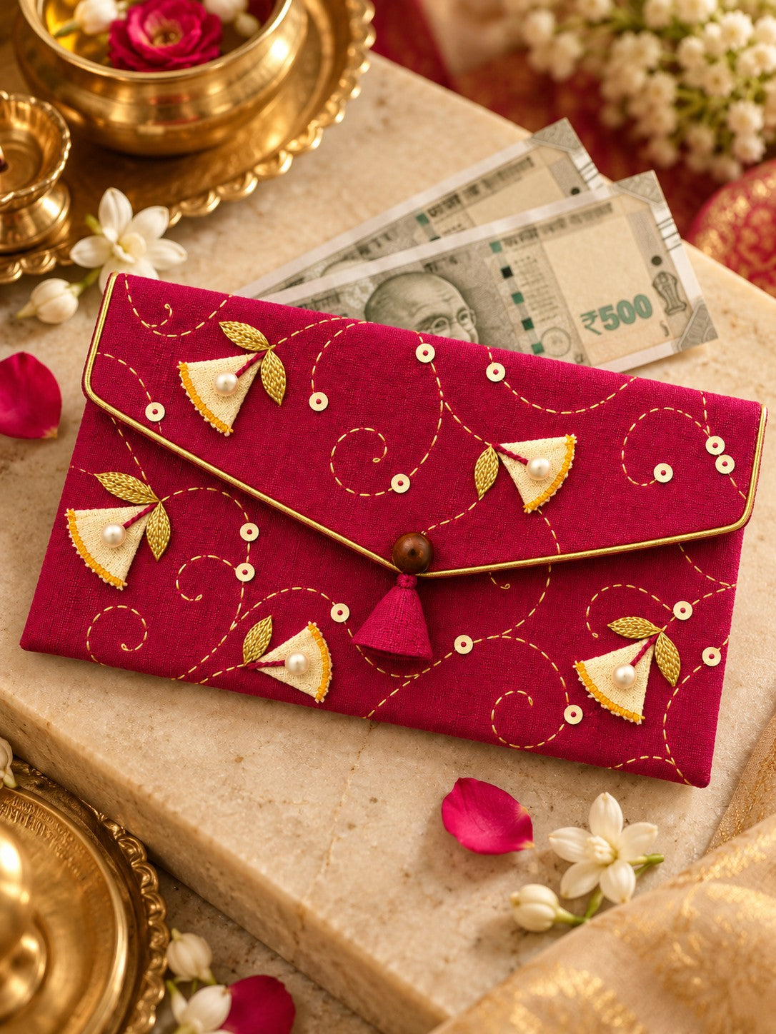 Rani Khadi shagun envelope with Rs 500 notes