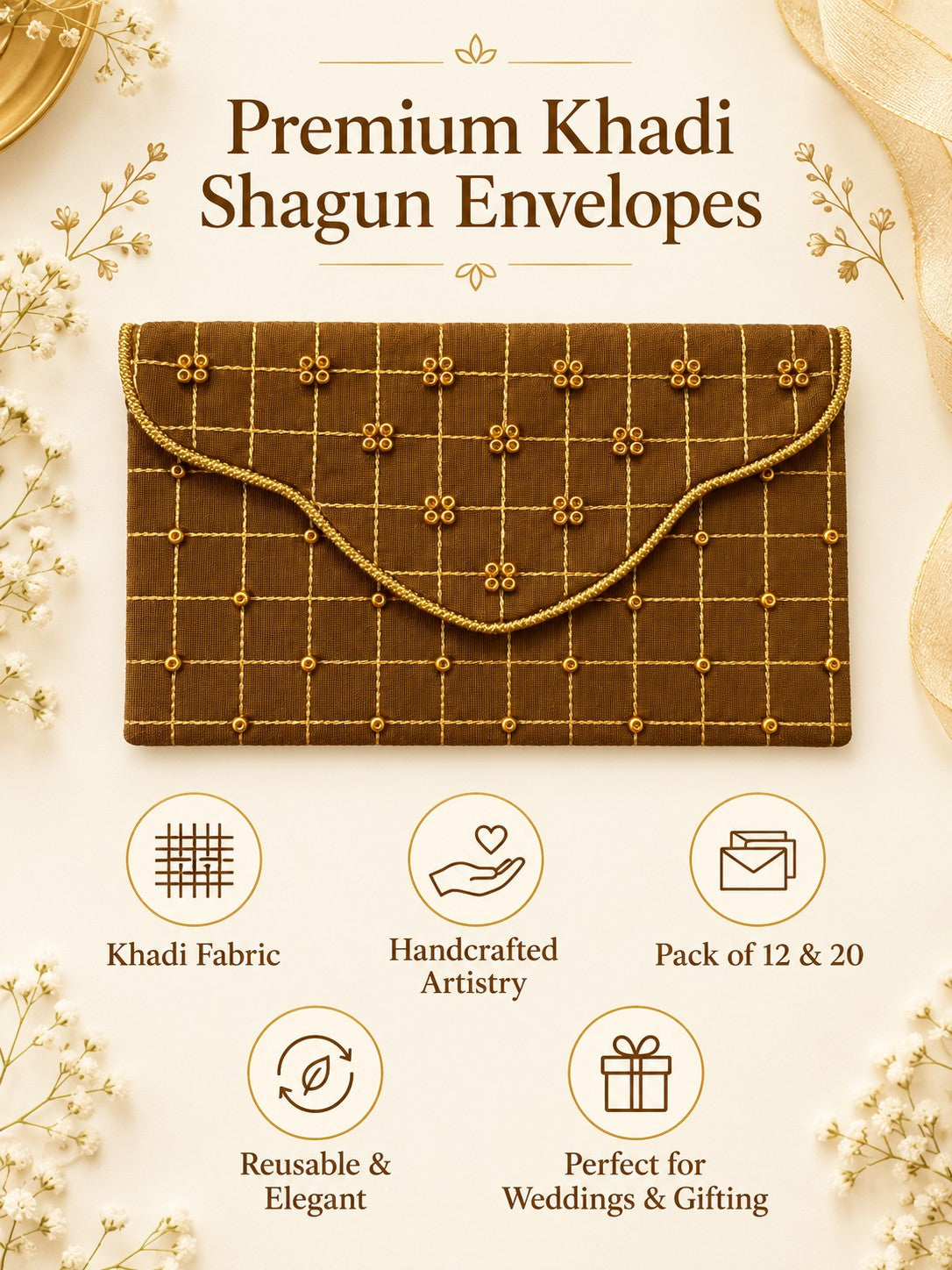 Premium Khadi shagun envelope features