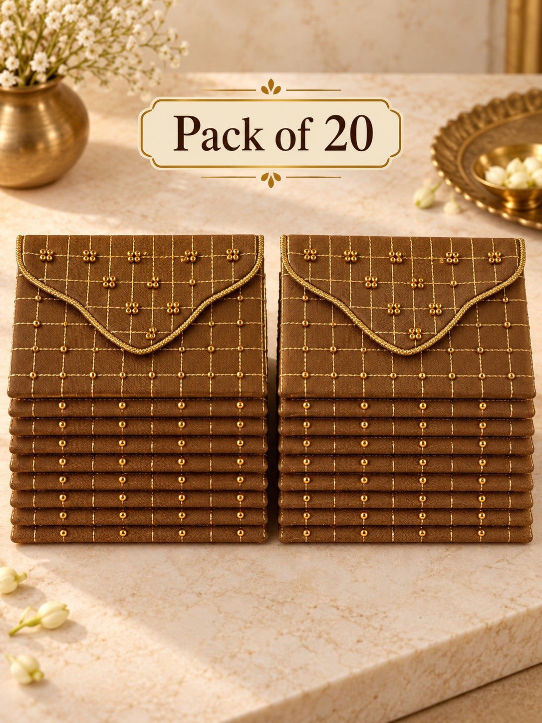 Sunehri Khadi shagun envelopes pack of 20