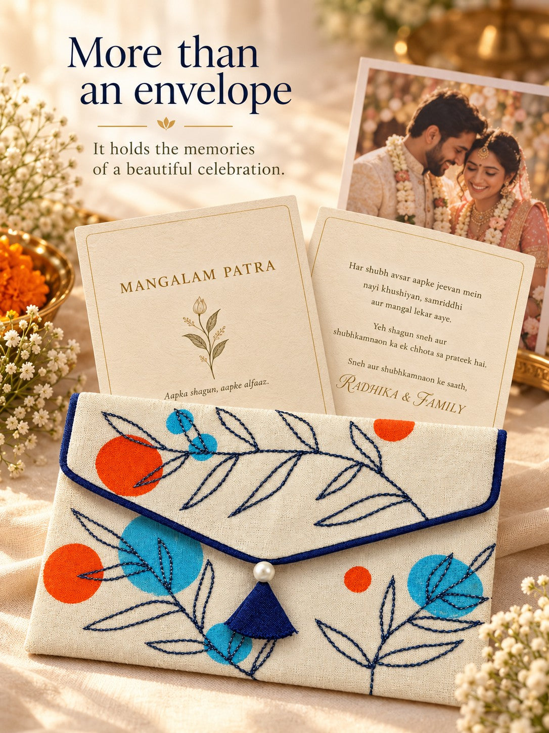 Reusable Tehni Khadi shagun envelope as a keepsake