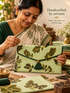 Artisan hand embroidering the Vanya Khadi shagun envelope