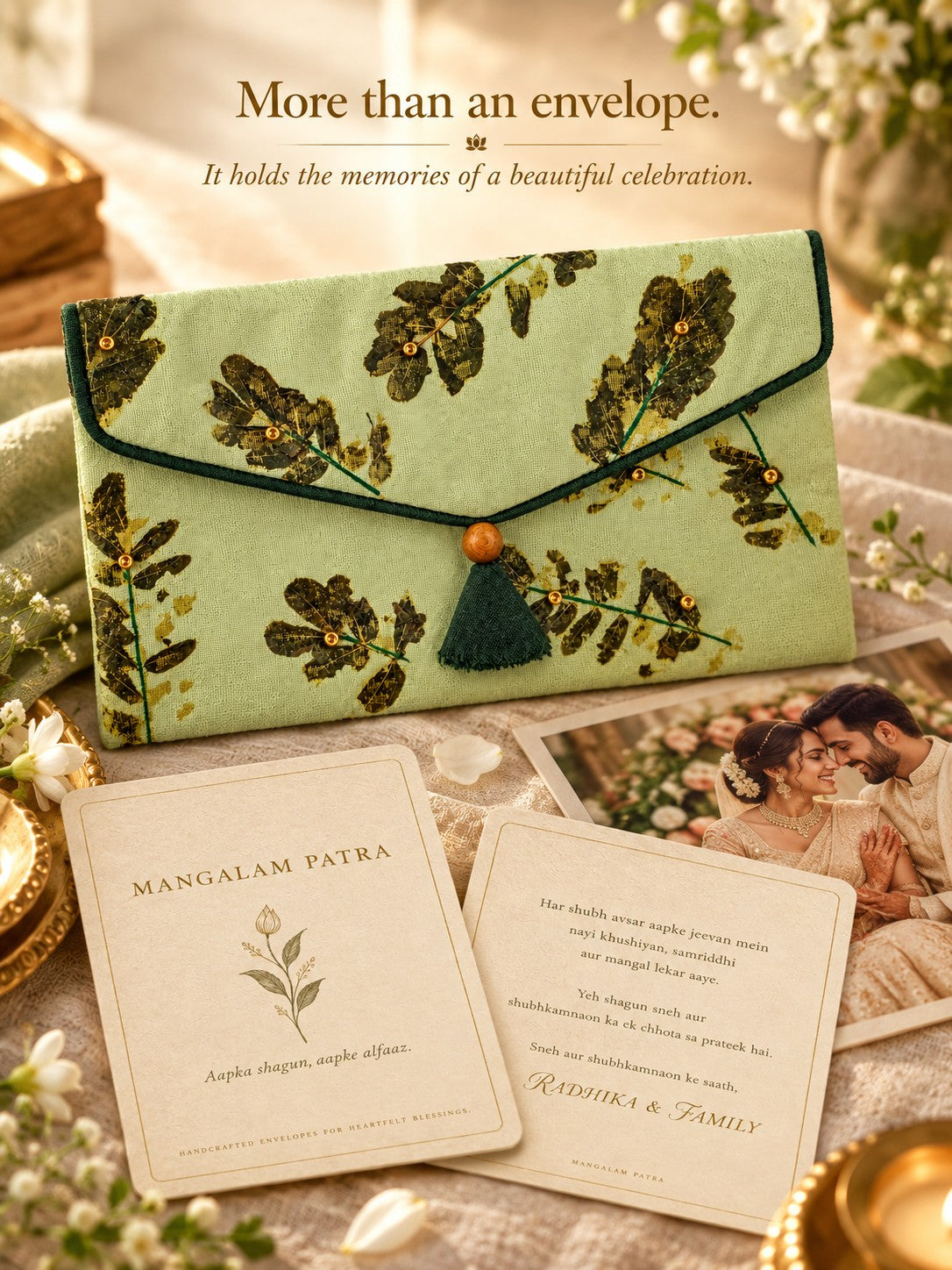 Reusable Vanya Khadi shagun envelope as a keepsake