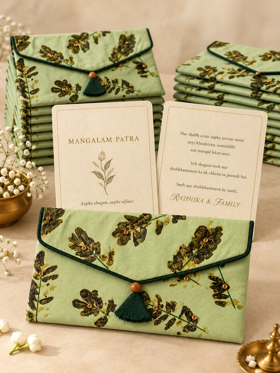 Vanya Khadi shagun envelope bundle with personalised wishes cards