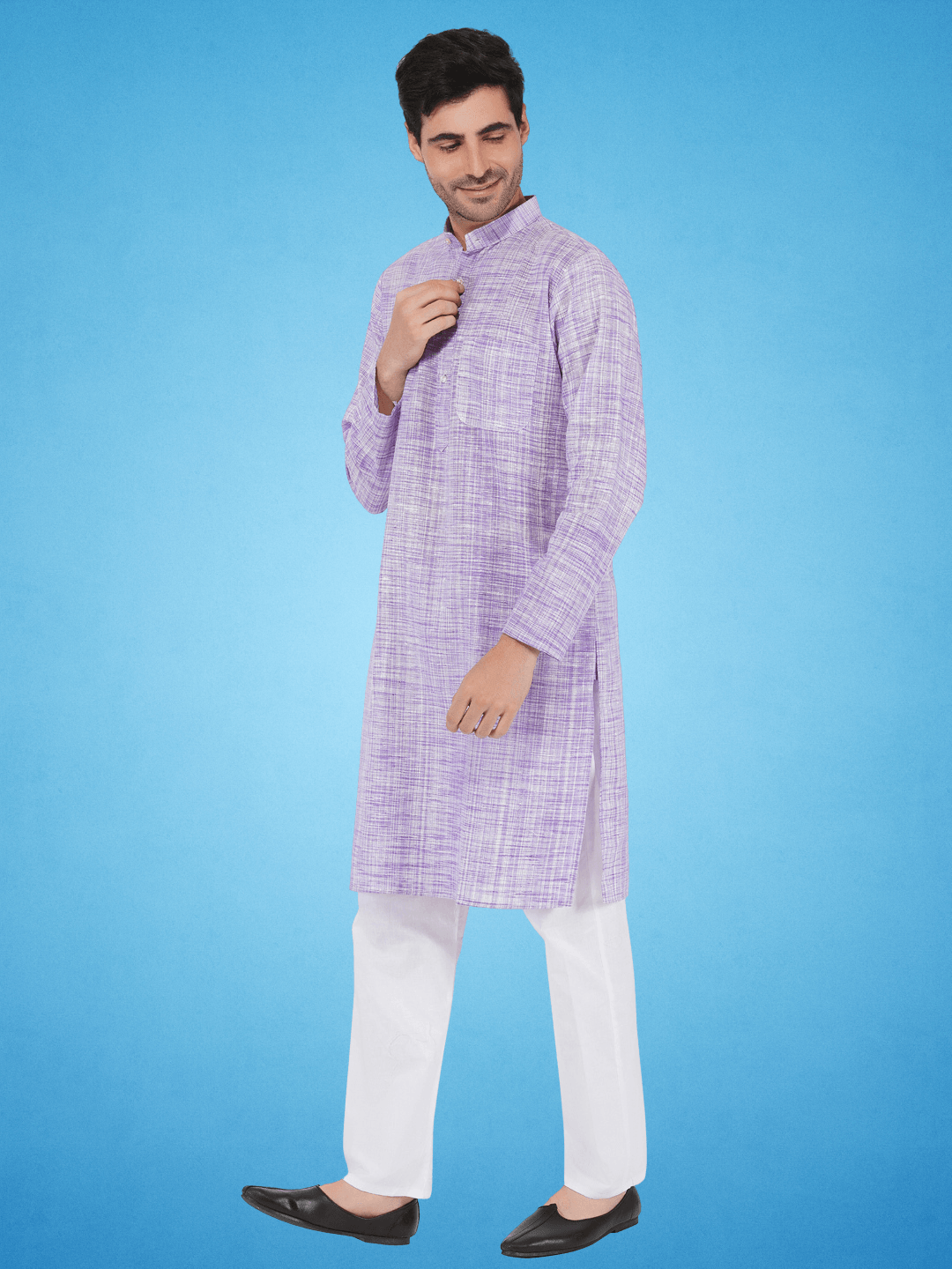Purple Colour Khadi Kurta