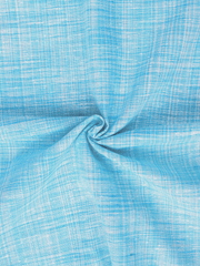 Sky Blue Traditional Pattern Cotton Khadi Fabric
