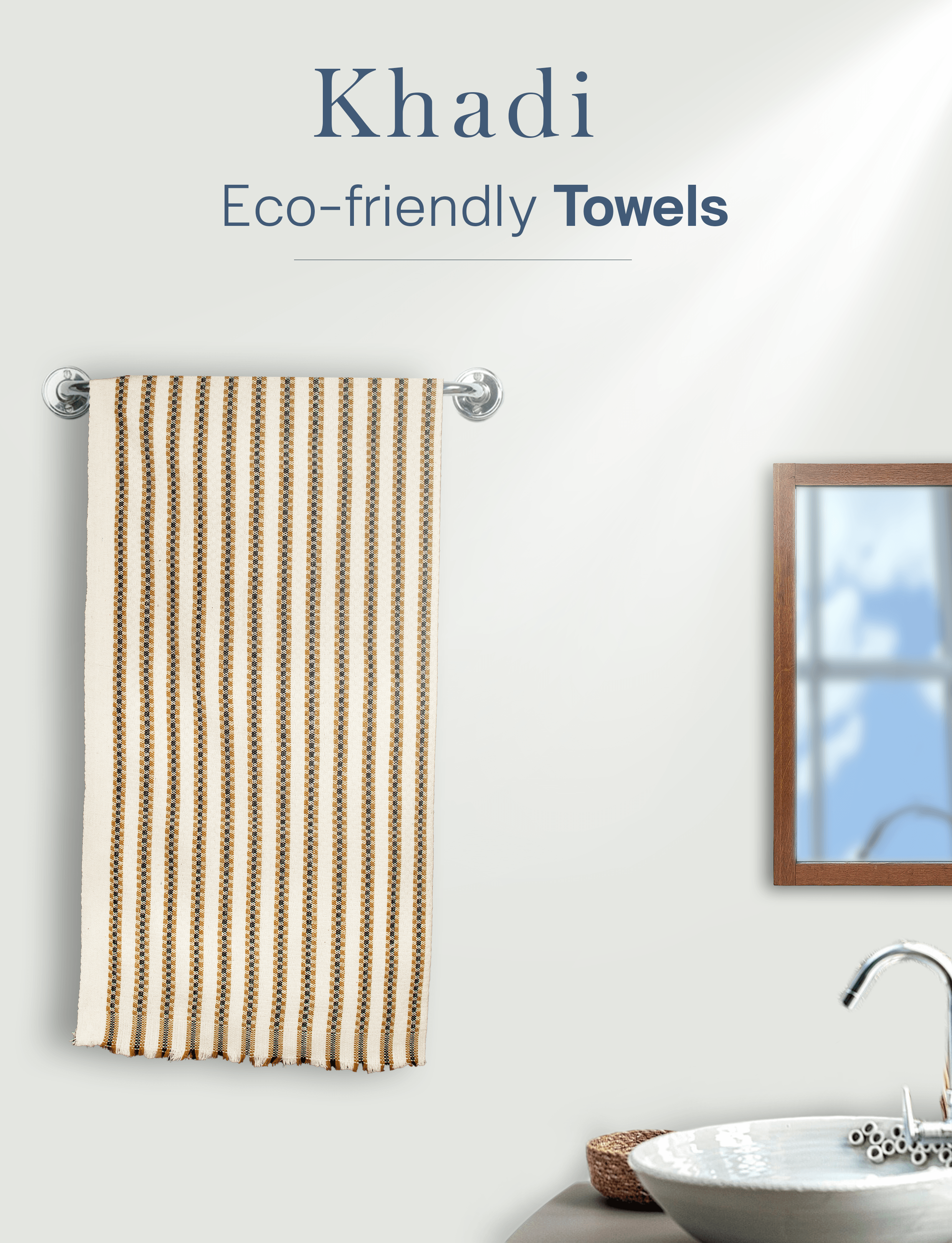 100 Cotton Khadi Towel Gold Check Khadi Sadan