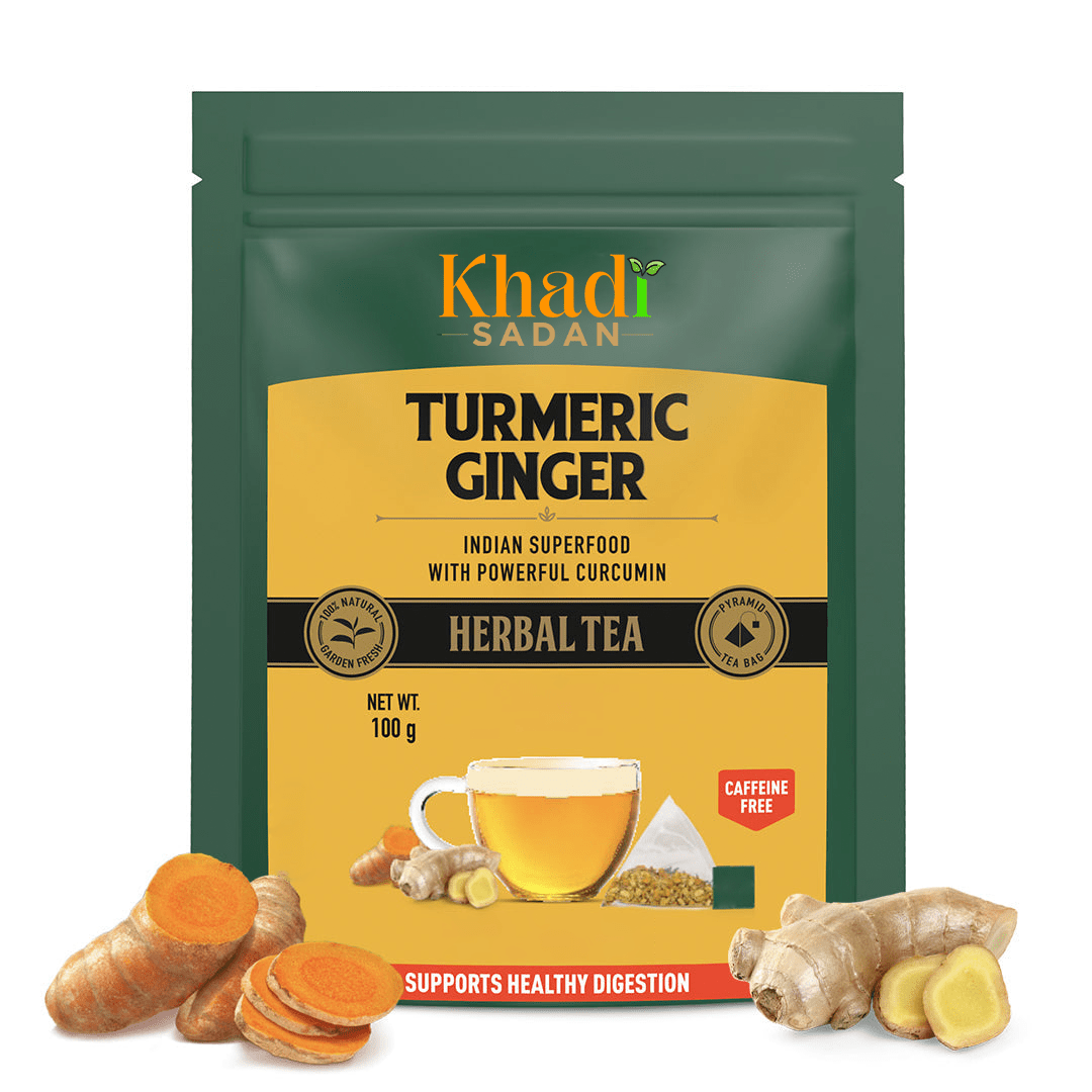 Khadi Sadan Turmeric Ginger Herbal Tea Tisane - 100 Tea Bags